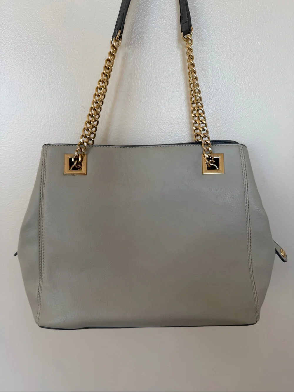 MARC NEW YORK Vegan Leather Gray Tote Bag Gold Chain Shoulder Bag